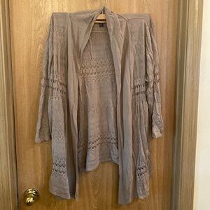 Great Northwest Indigo Tan3/4 Sleeve Tan Cardigan Size 3X